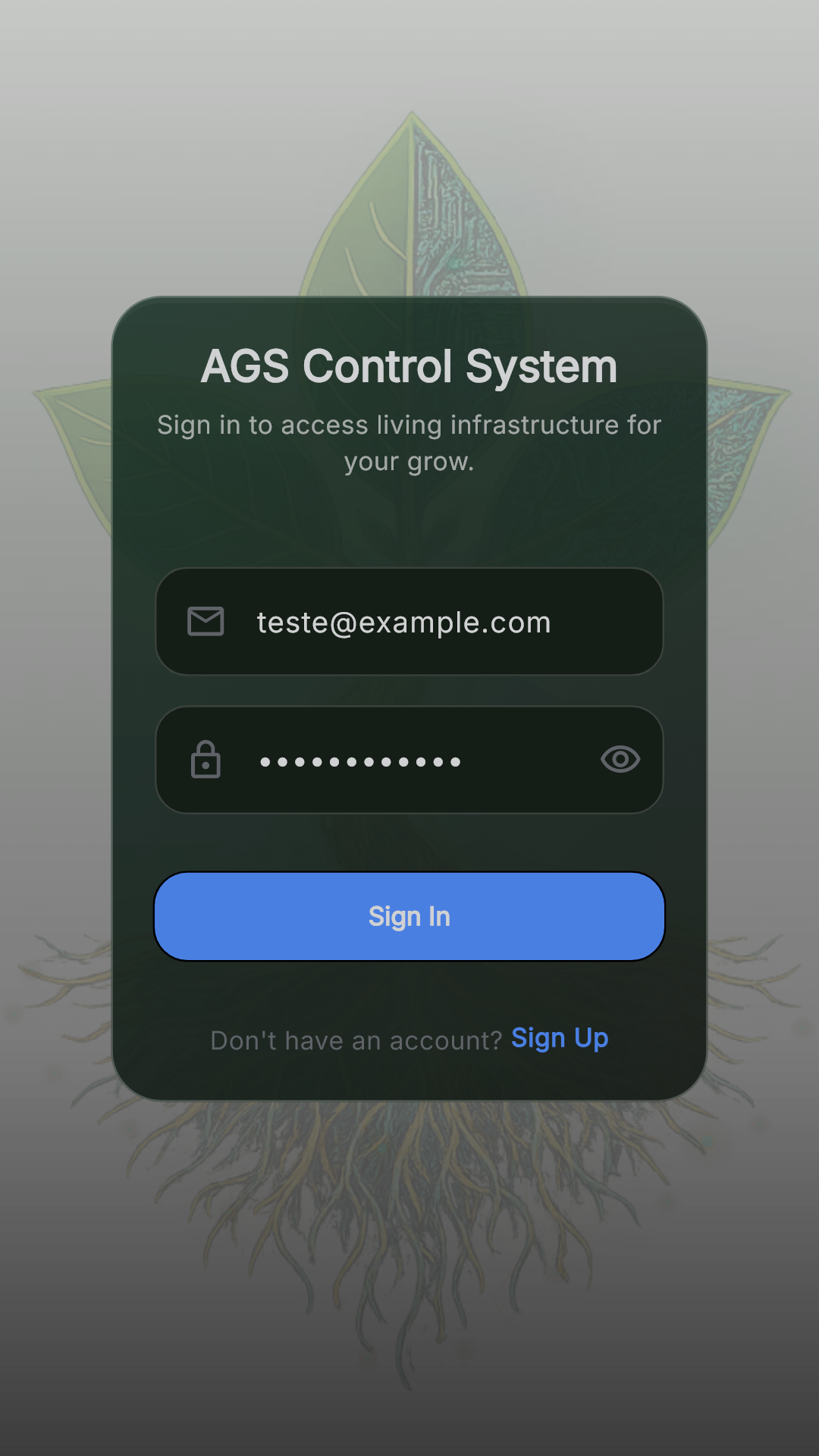 AGS login screen